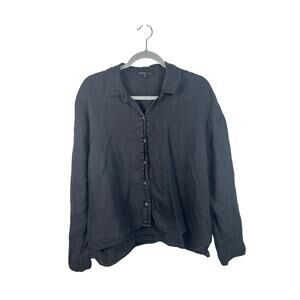 James Perse Black 100% Linen Button Down Boxy Shirt Size Medium/2 EUC